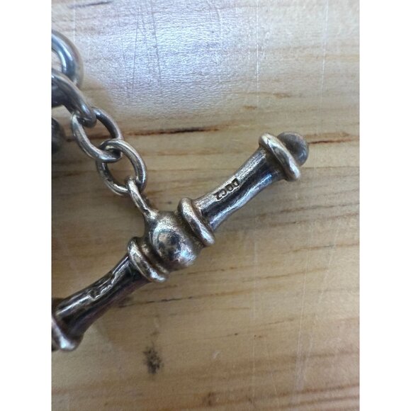 Braided Leather Bracelet With Sterling Silver Toggle Clasp & Crystal Charm - Picture 5 of 9